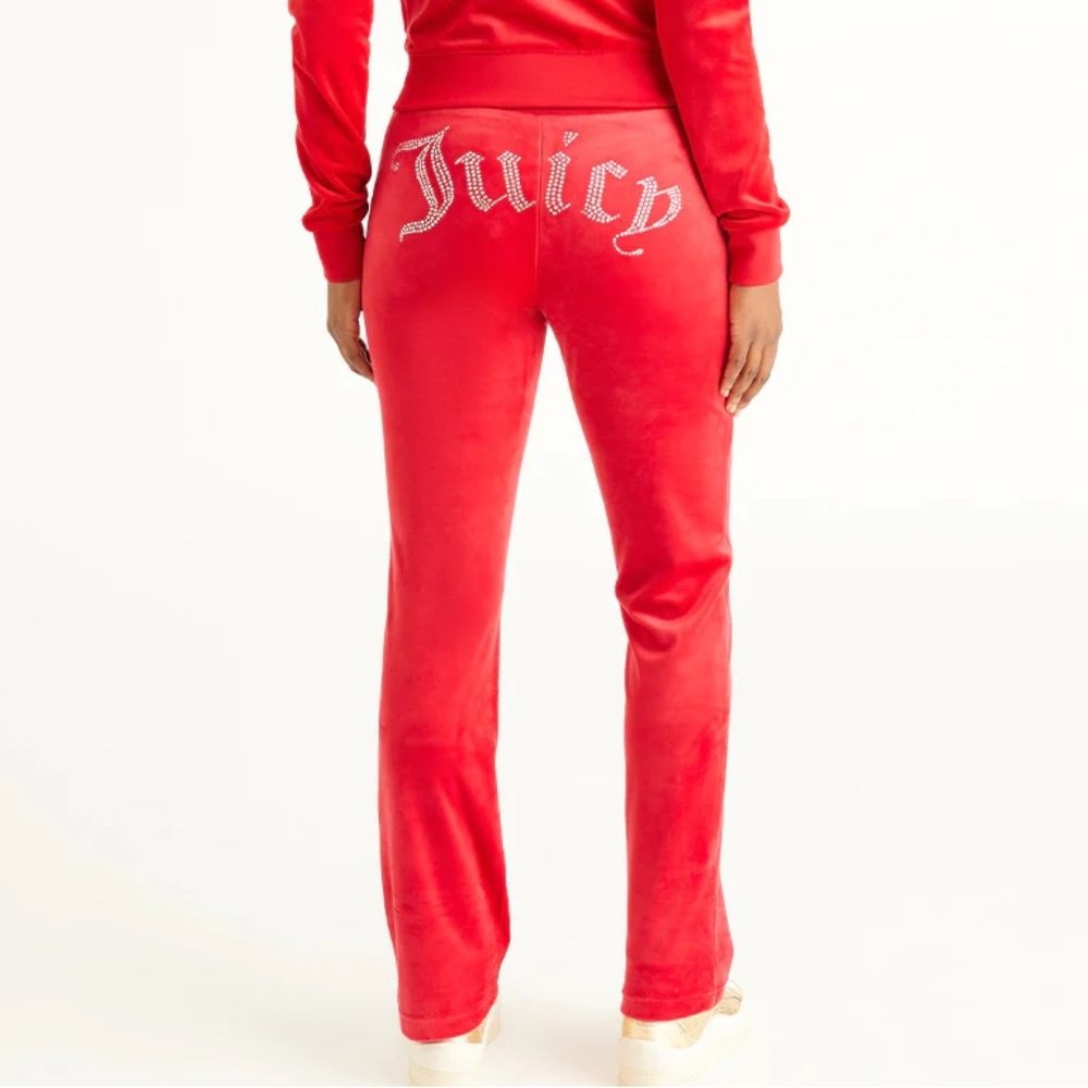 LN — OG Big Bling Velour Track Pants in “Coco Red” — Juicy Couture